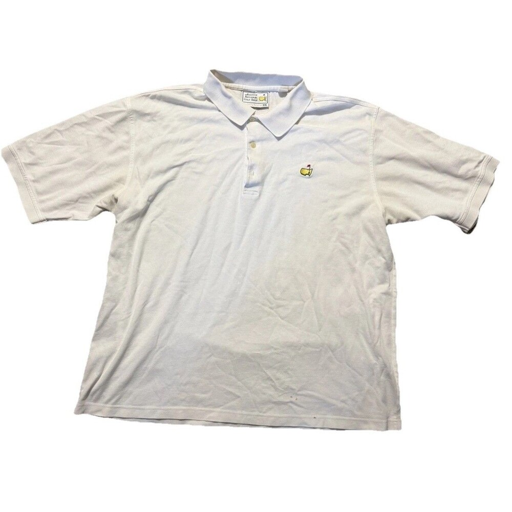 Masters Augusta National Golf Shop Polo Shirt Mens Large White Embroidered Logo